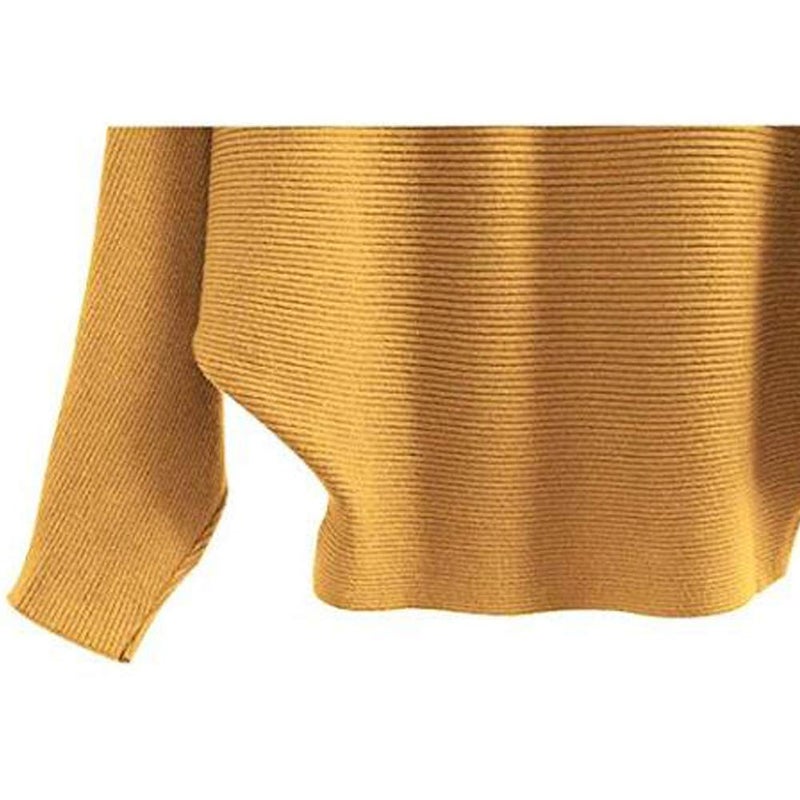 Ckikiou Womens Lightweight Oversized Boat Neck Sweaters Tops Dolman Batwing Sleeve Ribbed Knitted Pullovers Yellow - Image 2